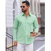 COOFANDY Men’s Oxford Shirt Long Sleeve Casual Button Down Dress Shirt(Ice Green)