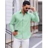 COOFANDY Men’s Oxford Shirt Long Sleeve Casual Button Down Dress Shirt(Ice Green)