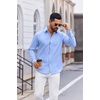COOFANDY Men’s Oxford Shirt Long Sleeve Casual Button Down Dress Shirt(Light Blue)