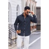 COOFANDY Men’s Oxford Shirt Long Sleeve Casual Button Down Dress Shirt(Navy Blue)