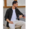 COOFANDY Men’s Waffle Button Down Shirt Casual Long Sleeve Corduroy Shirts(All Black)