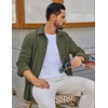 COOFANDY Men’s Waffle Button Down Shirt Casual Long Sleeve Corduroy Shirts(Army Green)