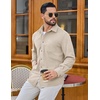 COOFANDY Men’s Waffle Button Down Shirt Casual Long Sleeve Corduroy Shirts(Beige)