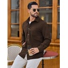 COOFANDY Men’s Waffle Button Down Shirt Casual Long Sleeve Corduroy Shirts(Brown)