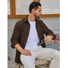COOFANDY Men’s Waffle Button Down Shirt Casual Long Sleeve Corduroy Shirts(Brown)