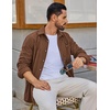 COOFANDY Men’s Waffle Button Down Shirt Casual Long Sleeve Corduroy Shirts(Caramel)
