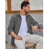 COOFANDY Men’s Waffle Button Down Shirt Casual Long Sleeve Corduroy Shirts(Dark Grey)
