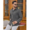 COOFANDY Men’s Waffle Button Down Shirt Casual Long Sleeve Corduroy Shirts(Dark Grey)