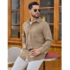 COOFANDY Men’s Waffle Button Down Shirt Casual Long Sleeve Corduroy Shirts(Khaki)