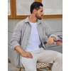 COOFANDY Men’s Waffle Button Down Shirt Casual Long Sleeve Corduroy Shirts(Light Grey)