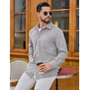 COOFANDY Men’s Waffle Button Down Shirt Casual Long Sleeve Corduroy Shirts(Light Grey)