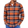 COOFANDY Mens Lightweight Flannel Shirt Long Sleeve Plaid Shirt with Pocket(Orange)