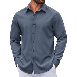 COOFANDY Men’s Casual Button Down Long Sleeve Untucked Denim Dress Shirt(Dark Blue)