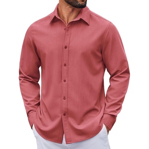 COOFANDY Men’s Casual Button Down Long Sleeve Untucked Denim Dress Shirt(Red)