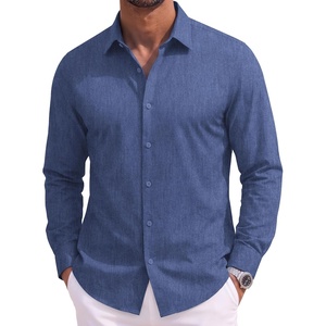 COOFANDY Mens Casual Button Down Shirts Long Sleeve Vintage Denim Shirt(Sky Blue)