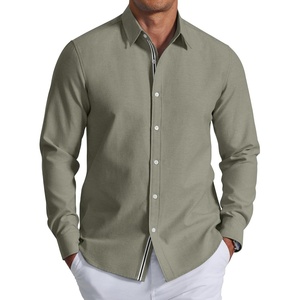 COOFANDY Men’s Oxford Shirt Long Sleeve Casual Button Down Dress Shirt(Army Green)