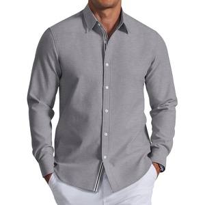 COOFANDY Men’s Oxford Shirt Long Sleeve Casual Button Down Dress Shirt(Dark Grey)