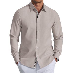 COOFANDY Men’s Oxford Shirt Long Sleeve Casual Button Down Dress Shirt(Khaki)