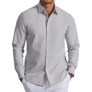 COOFANDY Men’s Oxford Shirt Long Sleeve Casual Button Down Dress Shirt(Light Grey)