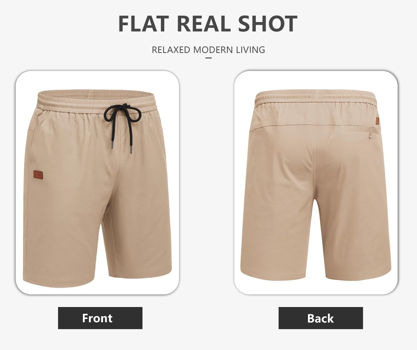 image:imageCOOFANDY Mens Casual Cotton 9 Shorts Drawstring Summer Beach Chino ShortsBeige