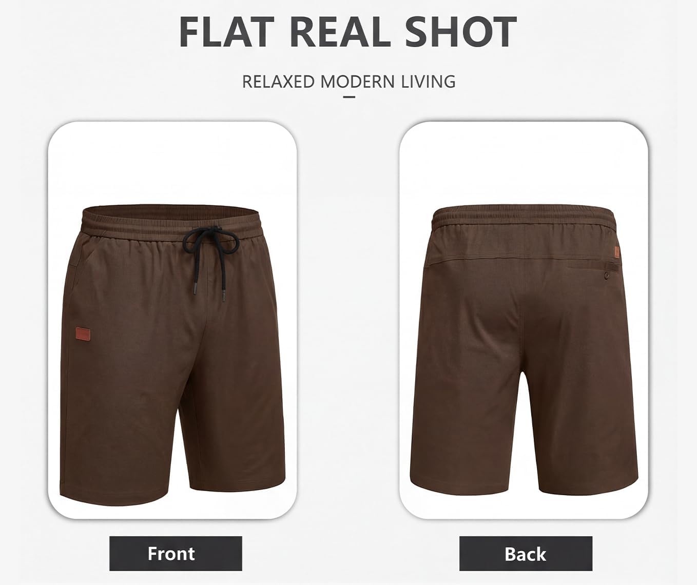image:imageCOOFANDY Mens Casual Cotton 9 Shorts Drawstring Summer Beach Chino ShortsBrown