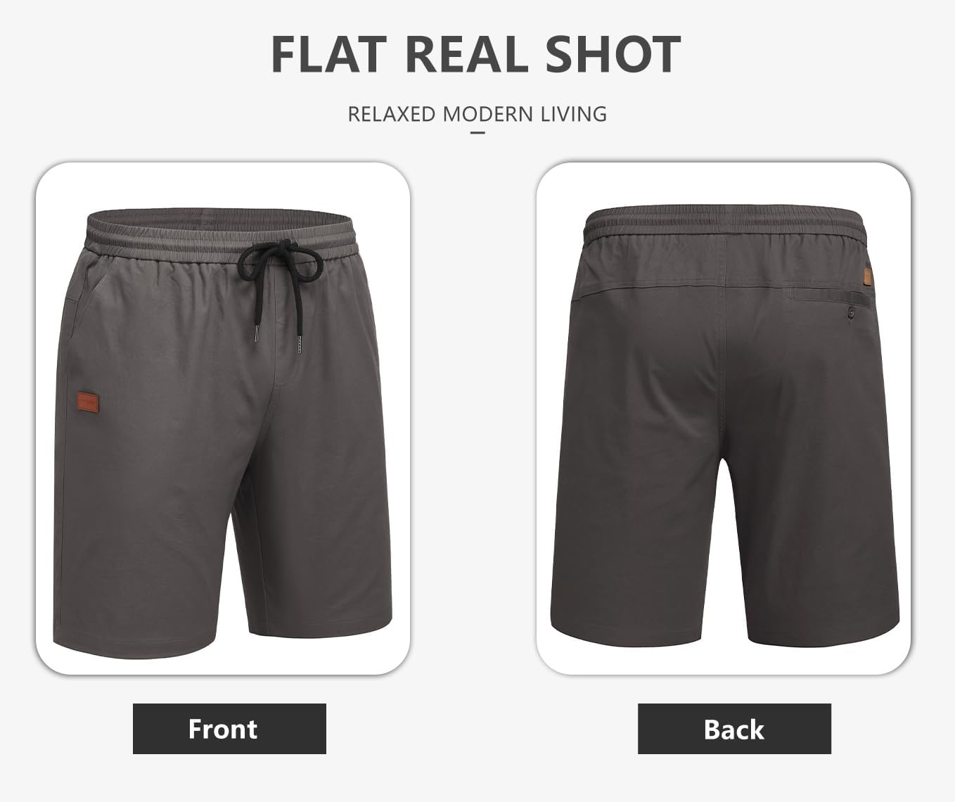 image:imageCOOFANDY Mens Casual Cotton 9 Shorts Drawstring Summer Beach Chino ShortsDark Grey