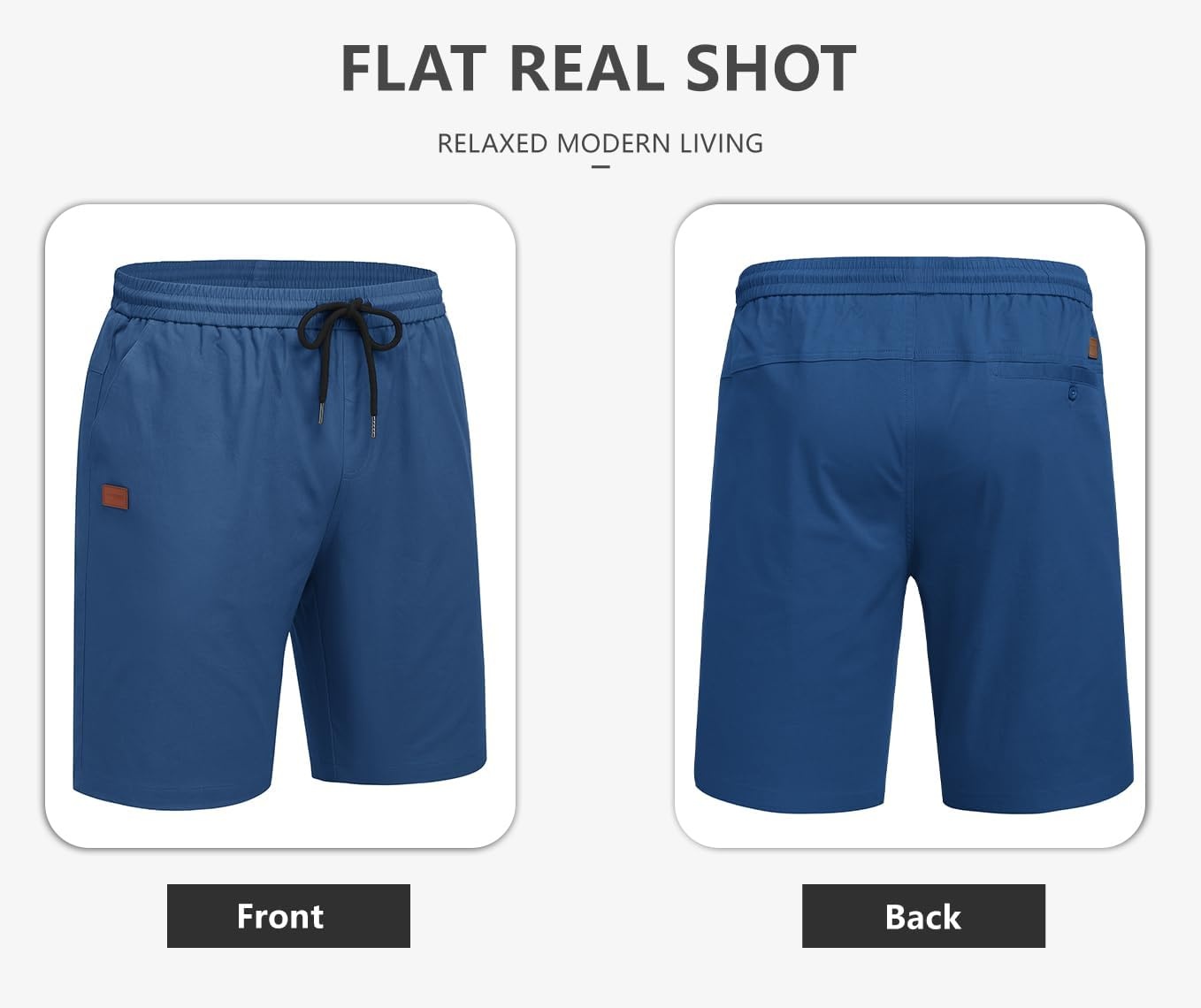 image:imageCOOFANDY Mens Casual Cotton 9 Shorts Drawstring Summer Beach Chino ShortsDenim Blue