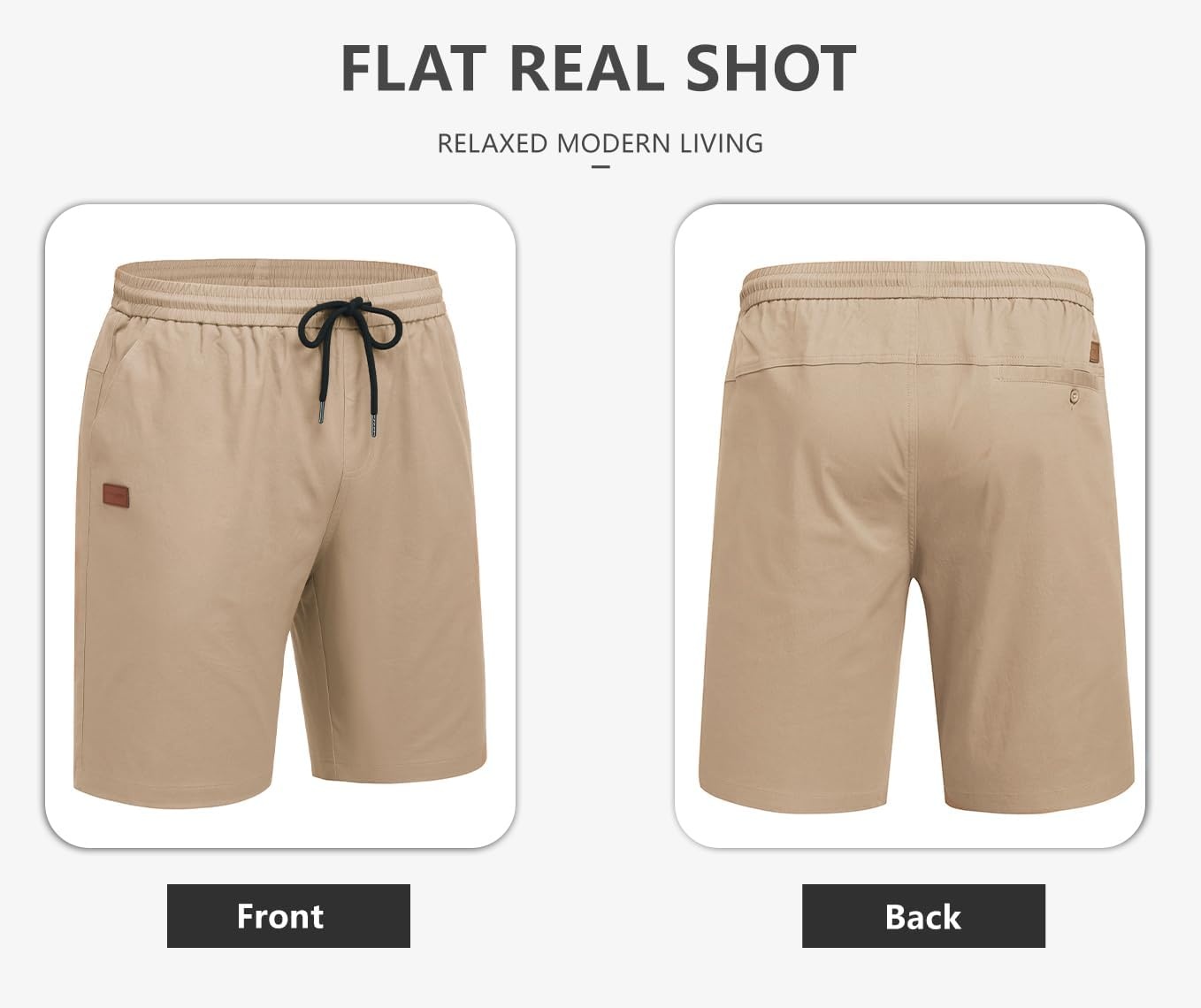 image:imageCOOFANDY Mens Casual Cotton 9 Shorts Drawstring Summer Beach Chino ShortsKhaki