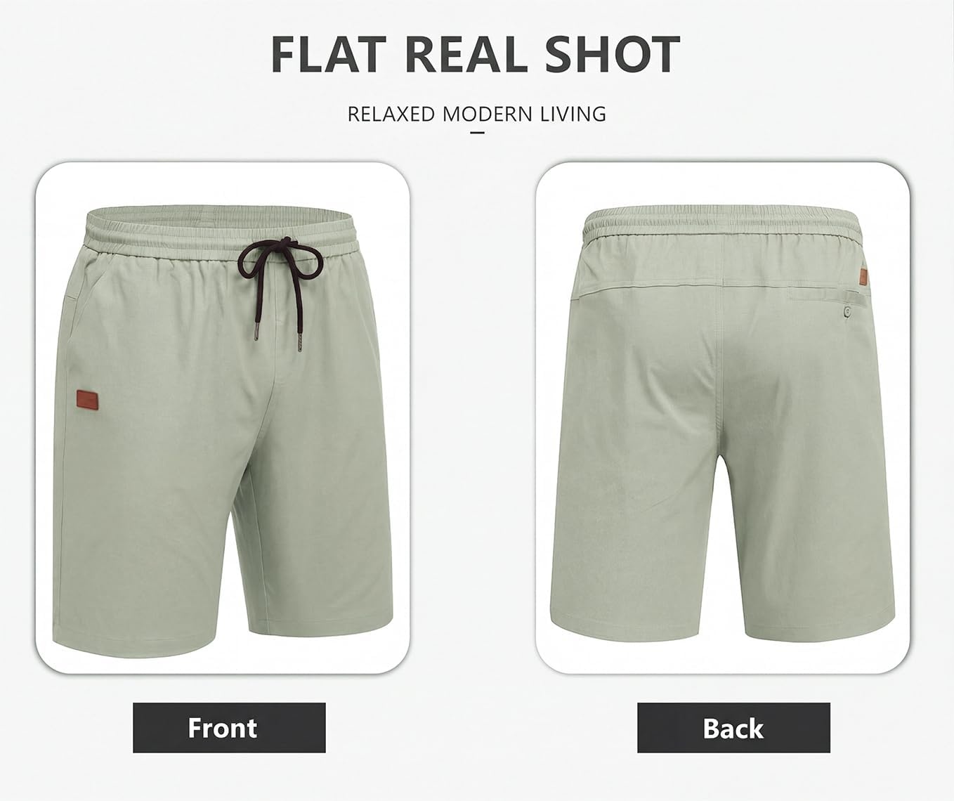 image:imageCOOFANDY Mens Casual Cotton 9 Shorts Drawstring Summer Beach Chino ShortsLight Green