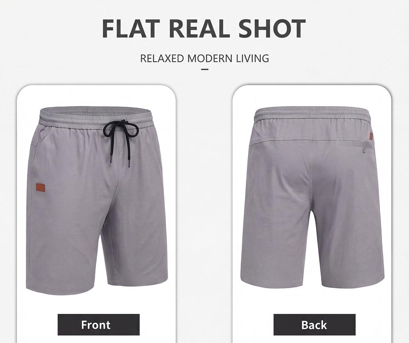 image:imageCOOFANDY Mens Casual Cotton 9 Shorts Drawstring Summer Beach Chino ShortsLight Grey