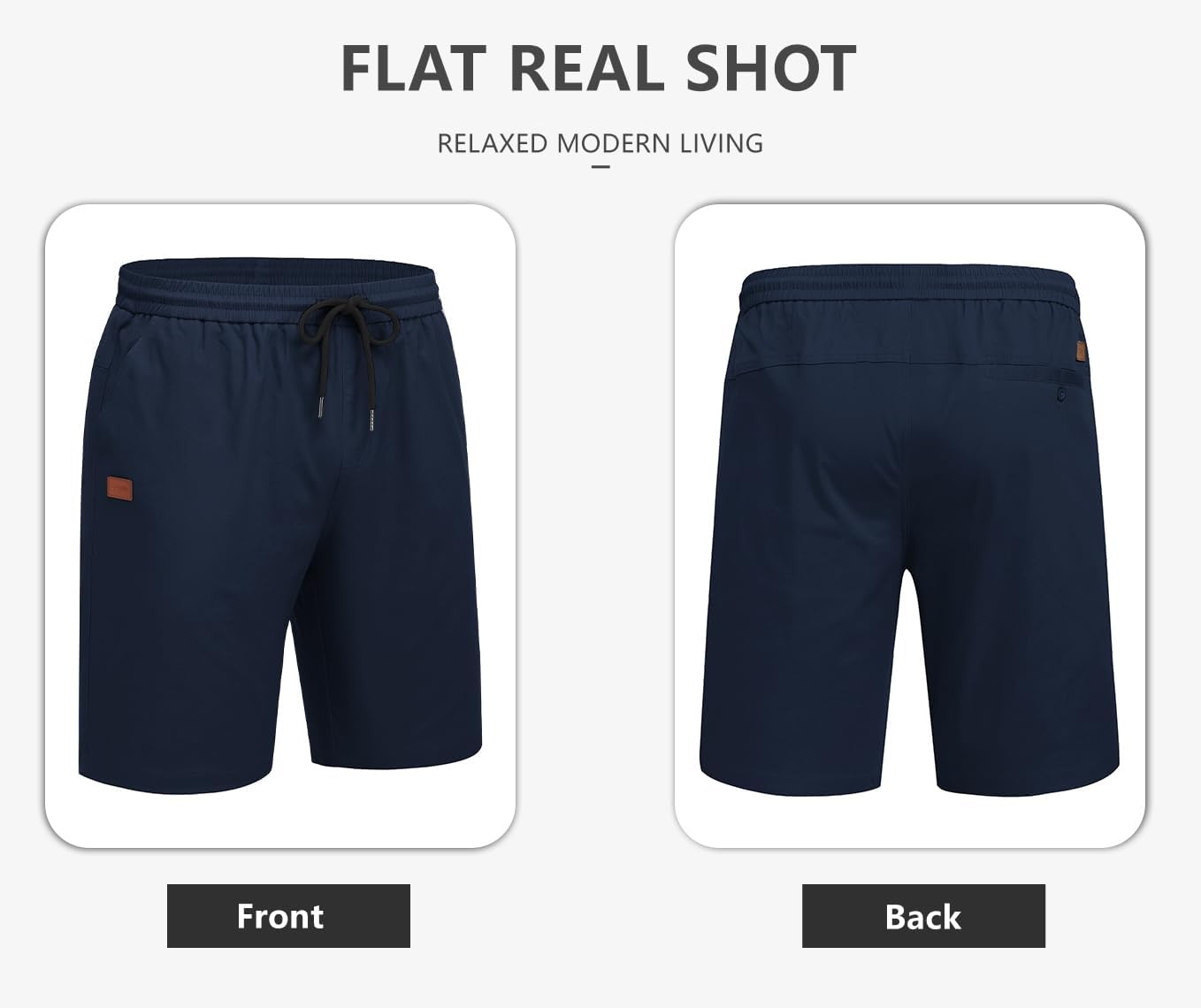 image:imageCOOFANDY Mens Casual Cotton 9 Shorts Drawstring Summer Beach Chino ShortsNavy Blue