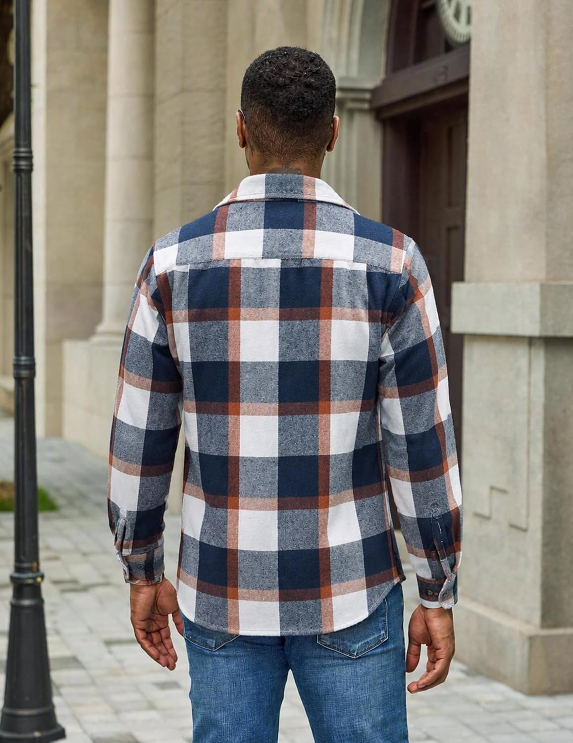 image:imageCOOFANDY Mens Flannel Shirt Jacket Long Sleeve Plaid Shacket with PocketsBlackkhaki