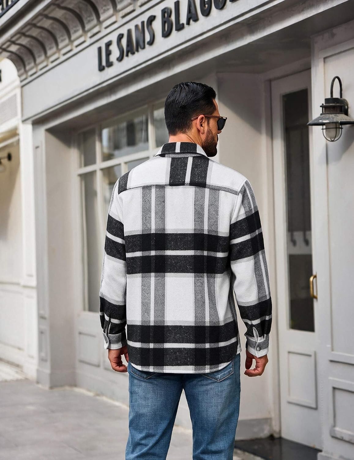 image:imageCOOFANDY Mens Flannel Shirts Long Sleeve Plaid Button Down Shirt JacketsBlack Plaid