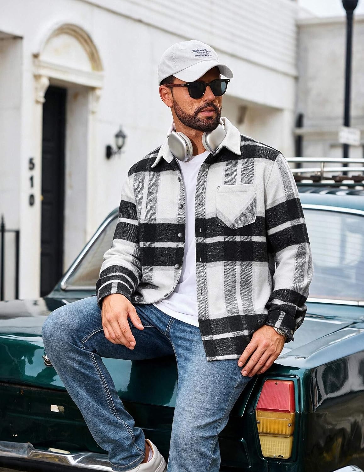image:imageCOOFANDY Mens Flannel Shirts Long Sleeve Plaid Button Down Shirt JacketsBlack Plaid