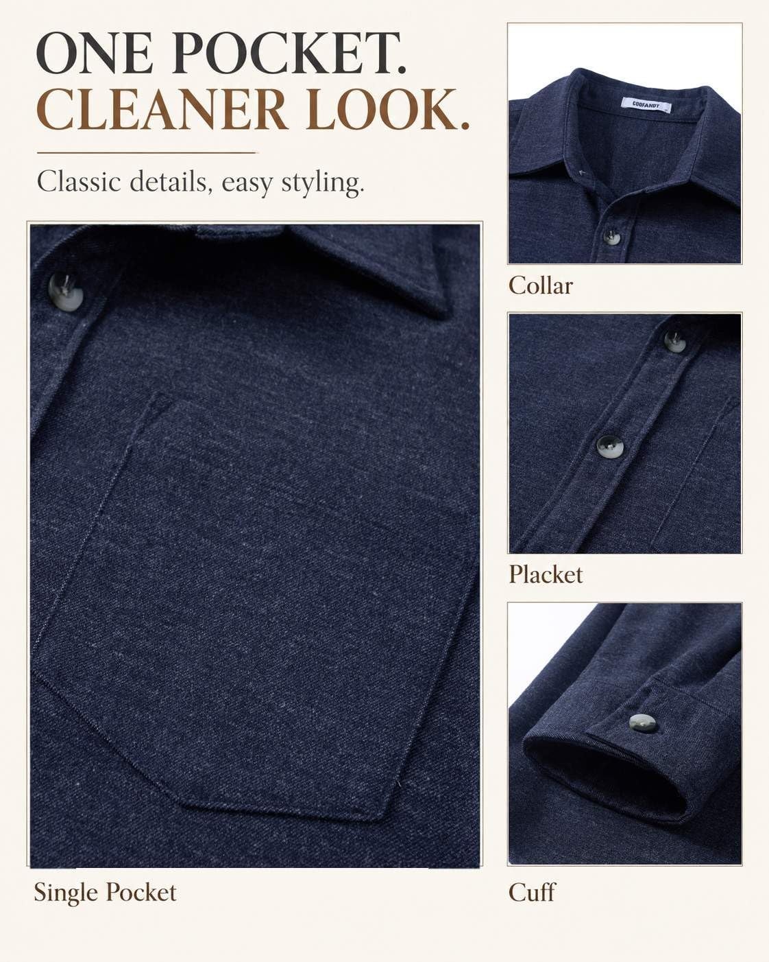 image:imageCOOFANDY Mens Flannel Shirts Long Sleeve Plaid Button Down Shirt JacketsNavy Blue