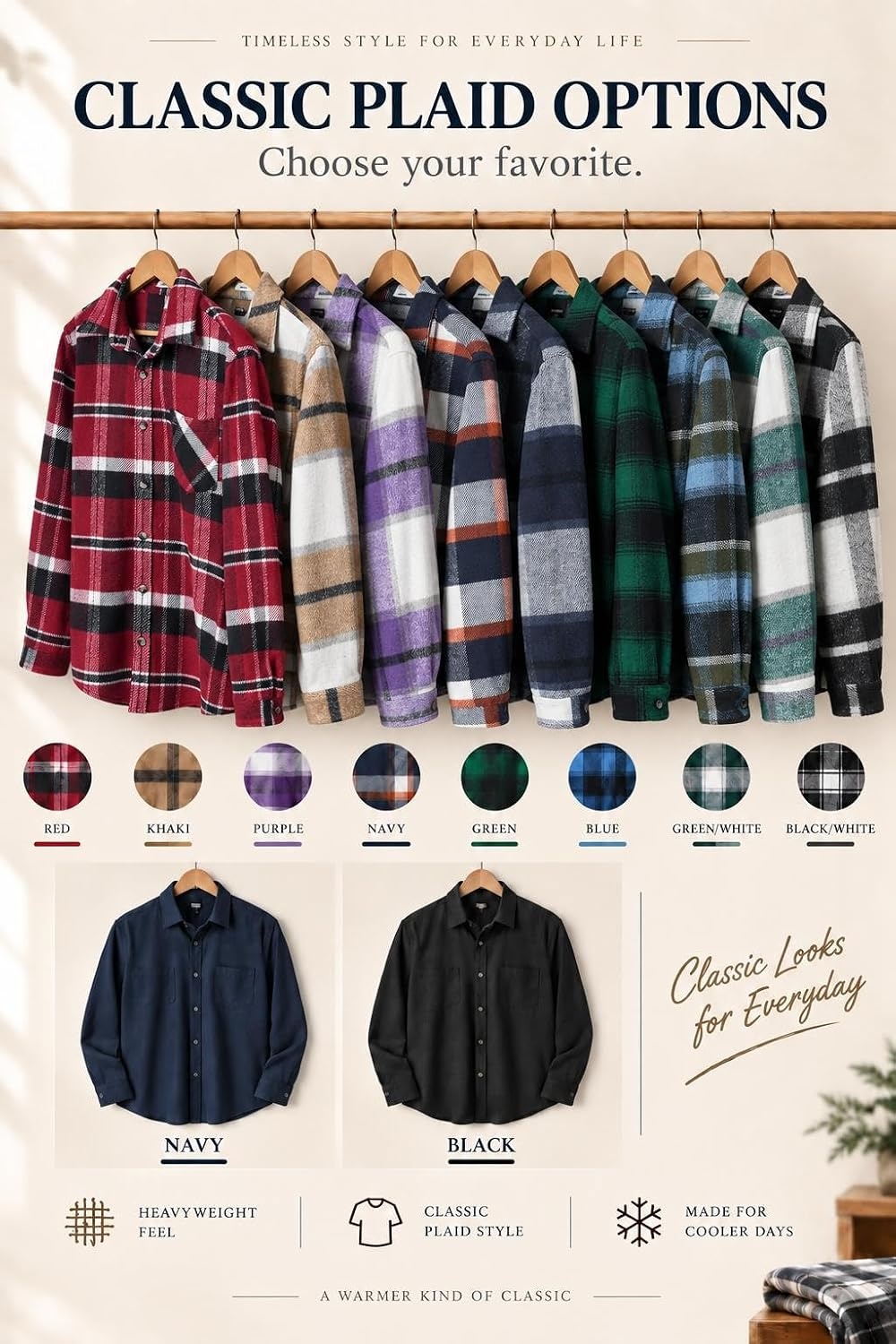 image:imageCOOFANDY Mens Flannel Shirts Long Sleeve Plaid Button Down Shirt JacketsNavy Blue