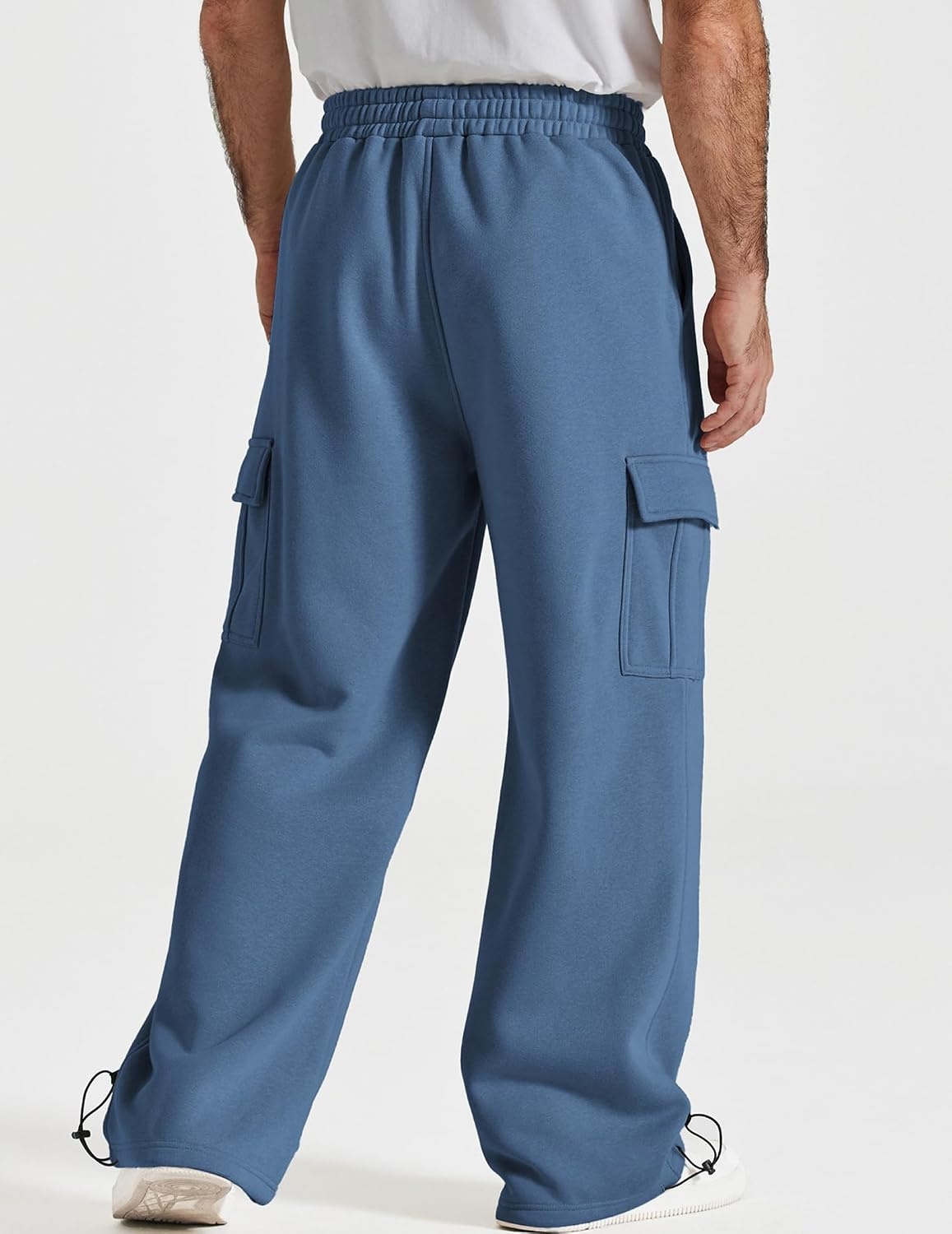 image:imageCOOFANDY Mens Fleece Cargo Sweatpants Baggy Wide Leg Joggers with PocketsBlue