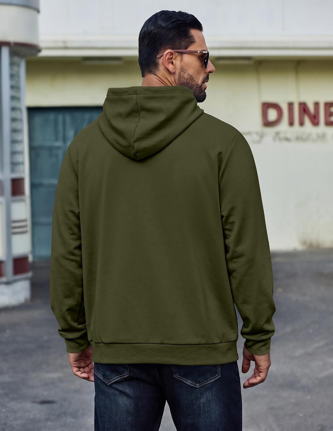 image:imageCOOFANDY Mens Hoodie Pullover Hooded Sweatshirt Casual Fashion Solid FallArmy Green
