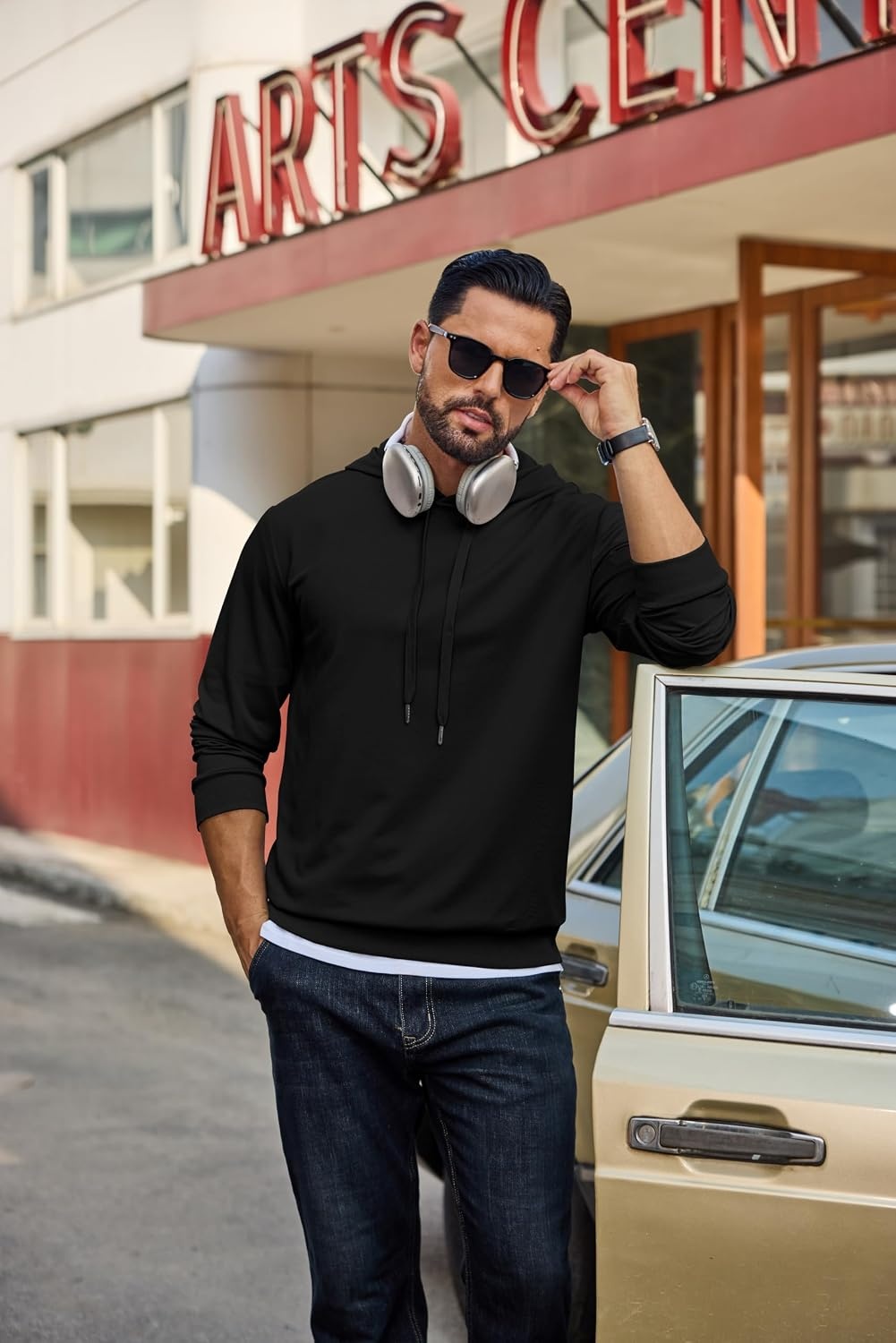 image:imageCOOFANDY Mens Hoodie Pullover Hooded Sweatshirt Casual Fashion Solid FallBlack