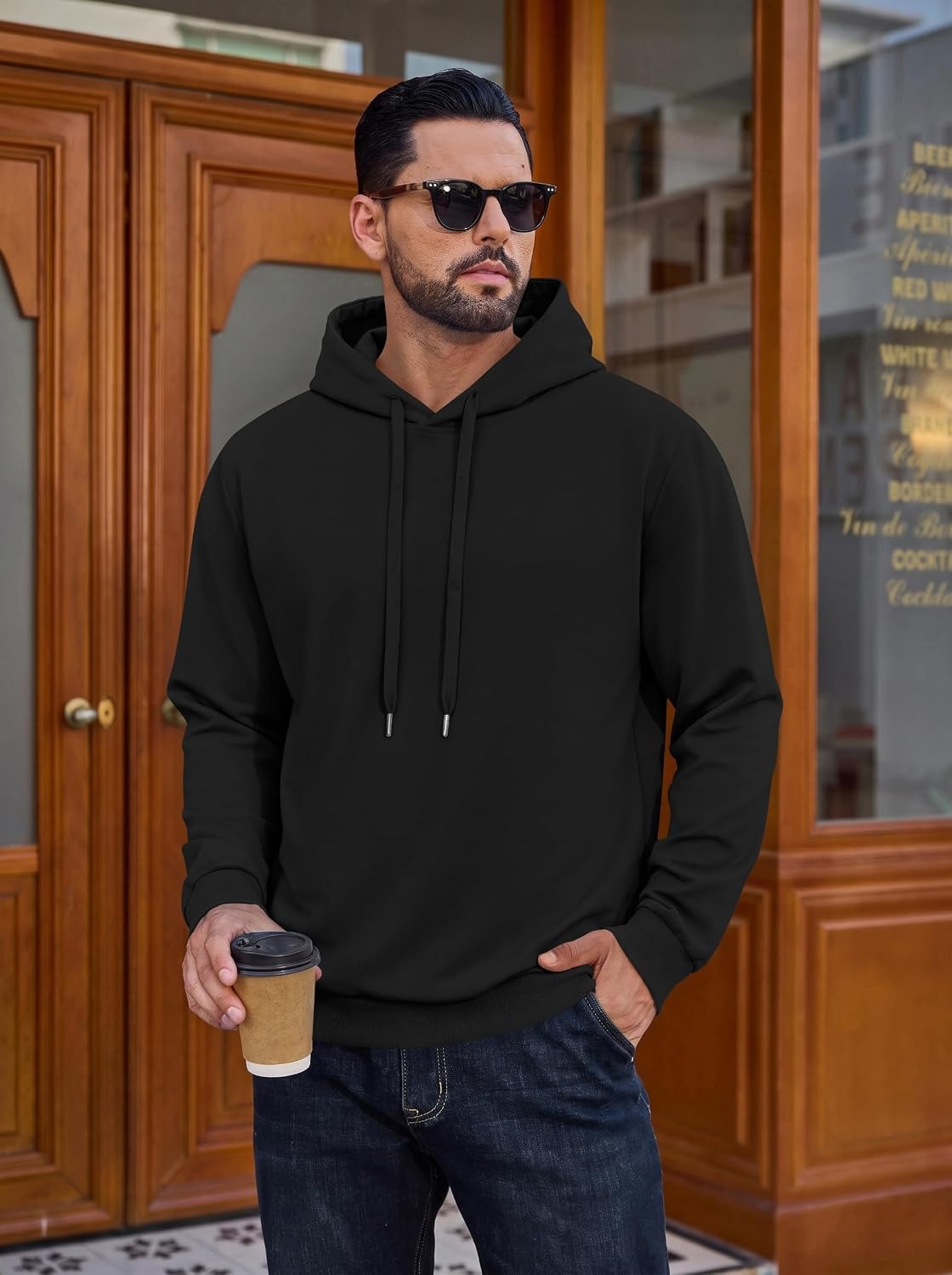 image:imageCOOFANDY Mens Hoodie Pullover Hooded Sweatshirt Casual Fashion Solid FallBlack