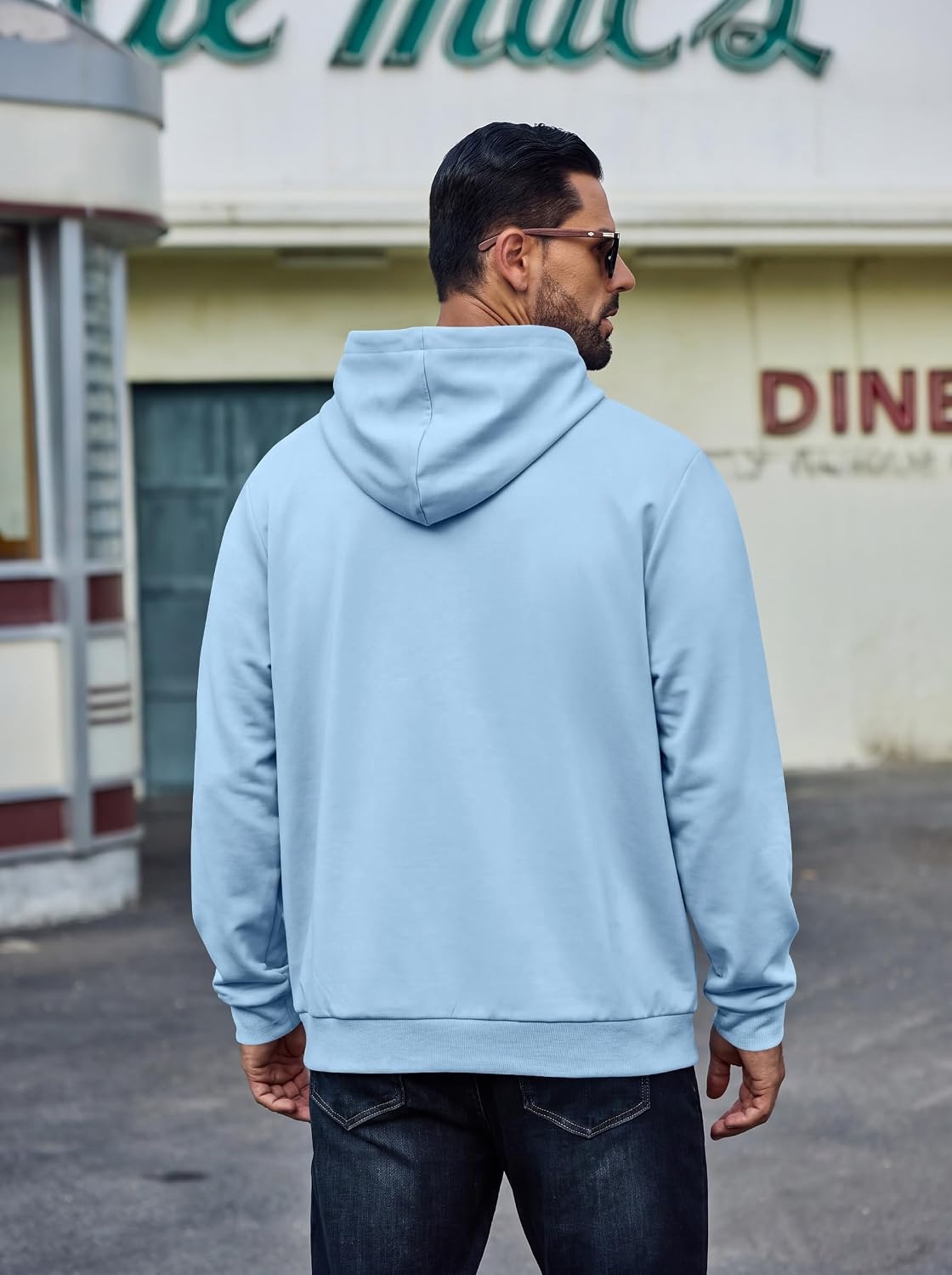image:imageCOOFANDY Mens Hoodie Pullover Hooded Sweatshirt Casual Fashion Solid FallLight Blue