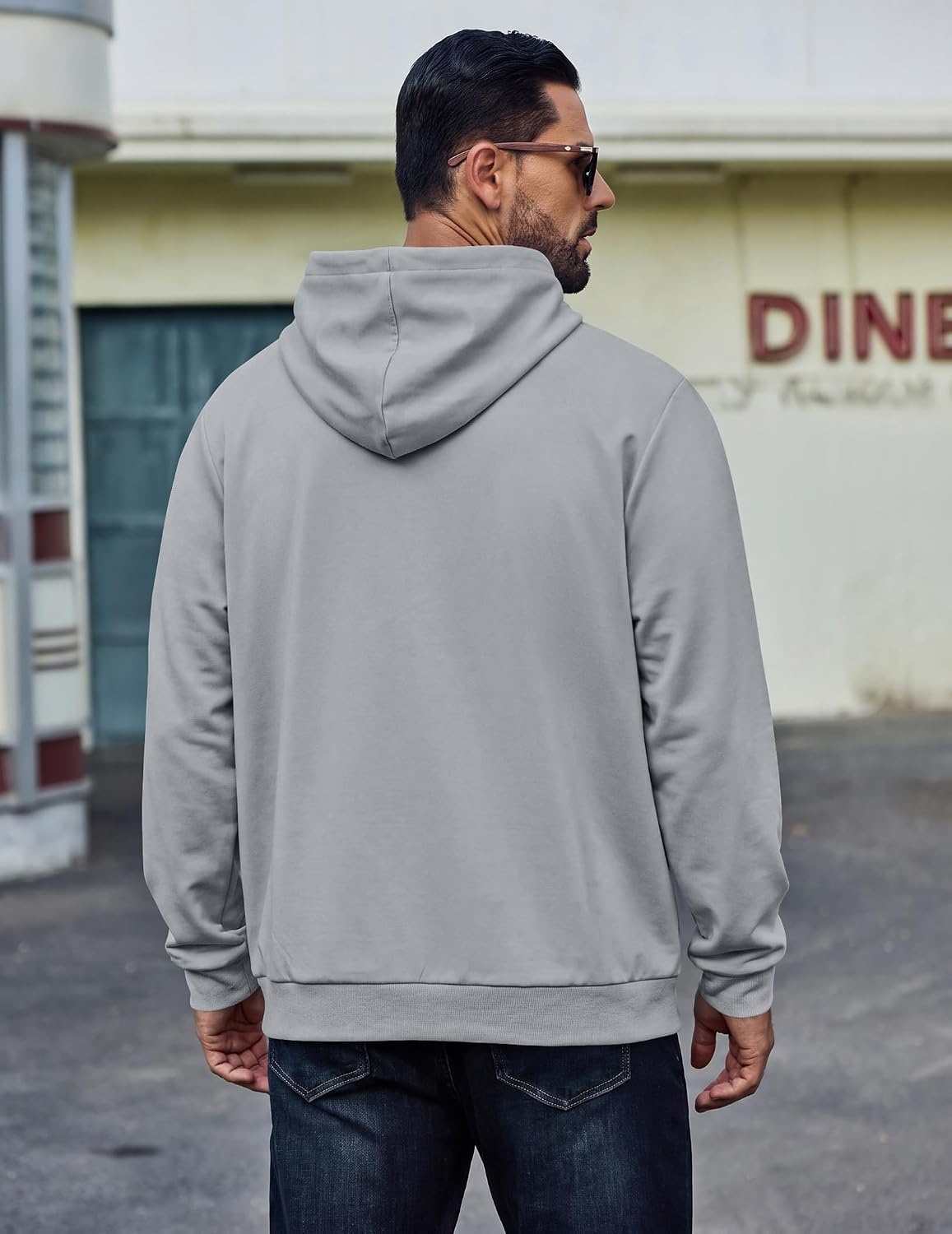 image:imageCOOFANDY Mens Hoodie Pullover Hooded Sweatshirt Casual Fashion Solid FallLight Gray
