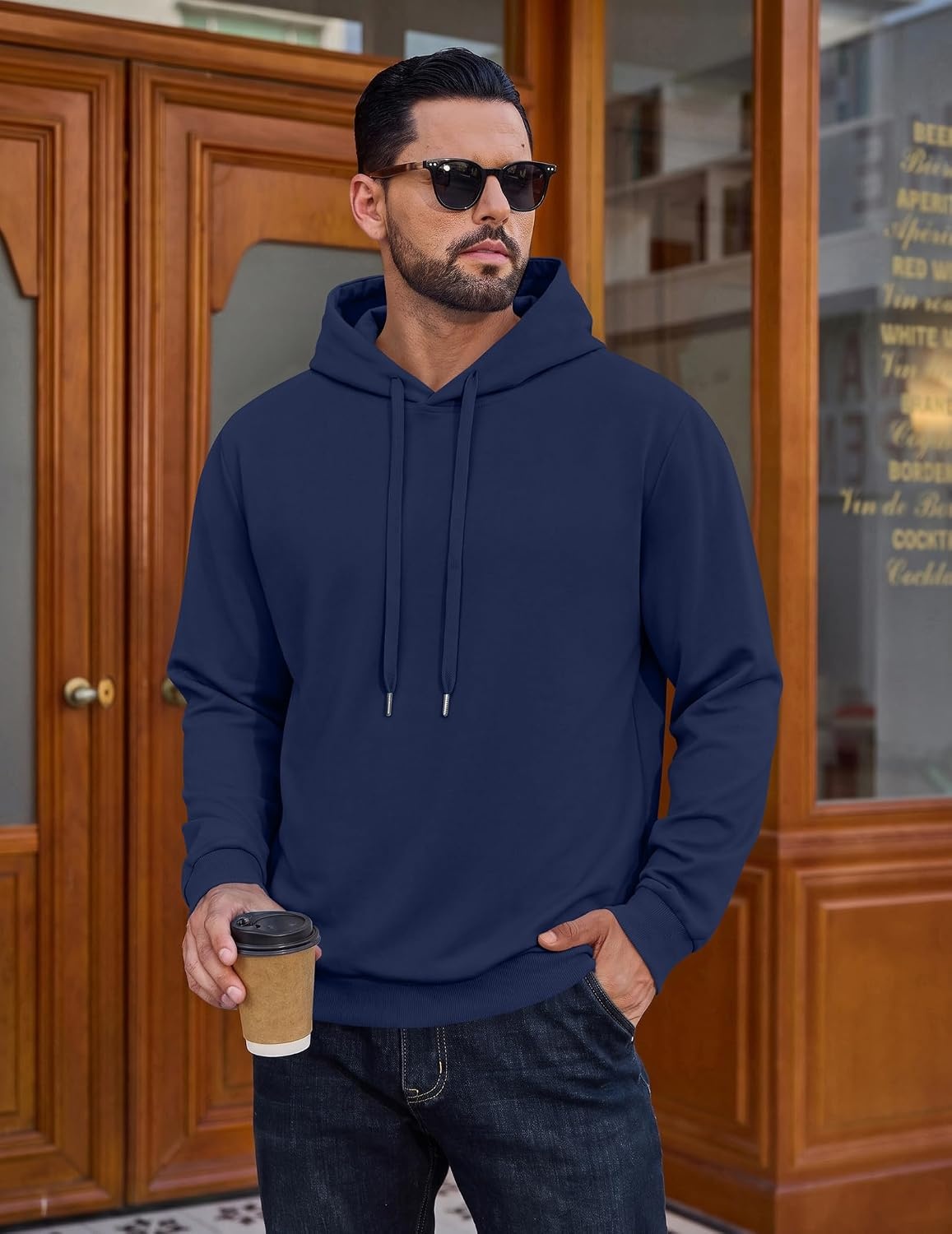 image:imageCOOFANDY Mens Hoodie Pullover Hooded Sweatshirt Casual Fashion Solid FallNavy Blue