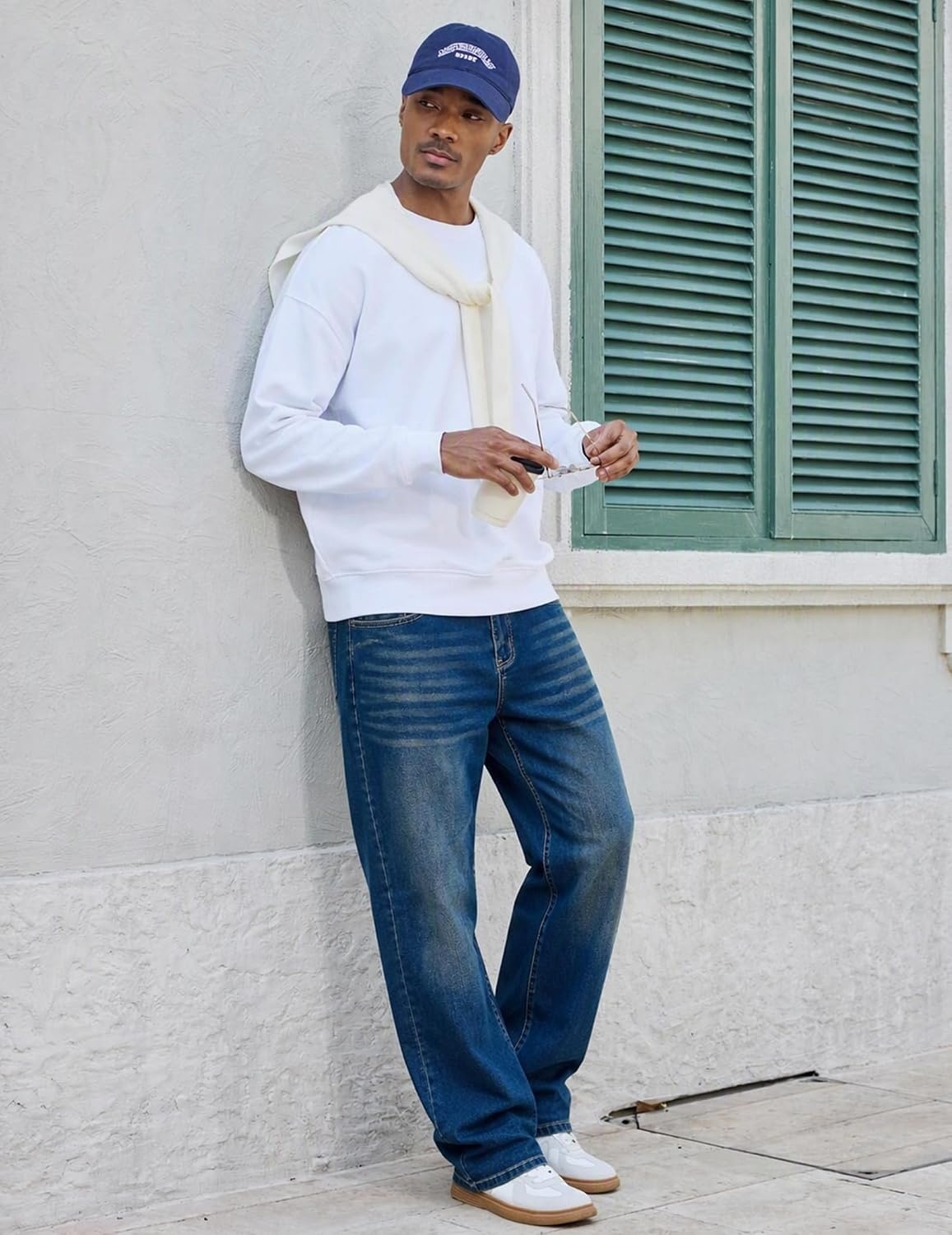 image:imageCOOFANDY Mens Jeans Relaxed Fit Stretch Denim Straight Leg Casual PantsDark Wash Denim