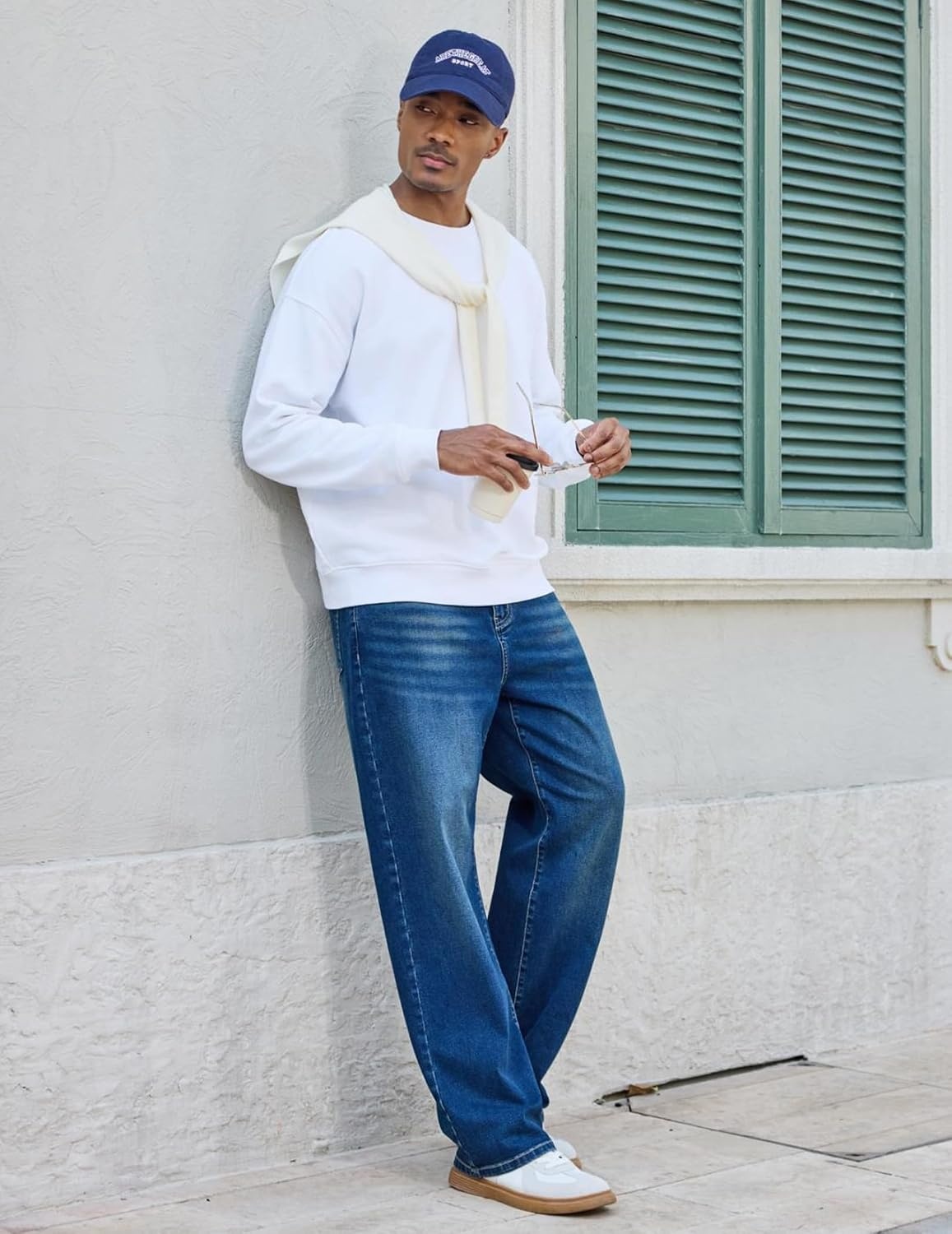 image:imageCOOFANDY Mens Jeans Relaxed Fit Stretch Denim Straight Leg Casual PantsSky Blue