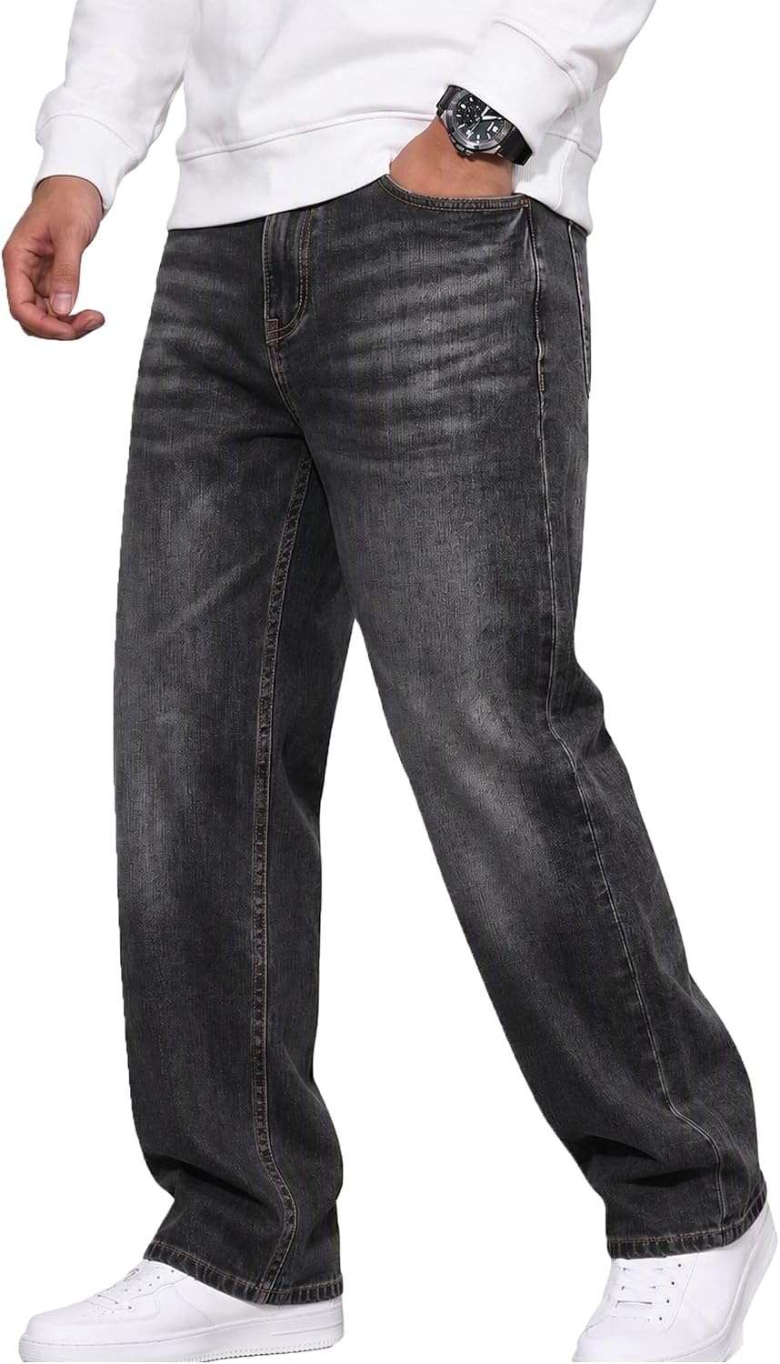 image:imageCOOFANDY Mens Jeans Relaxed Fit Stretch Denim Straight Leg Casual PantsSmoky Grey