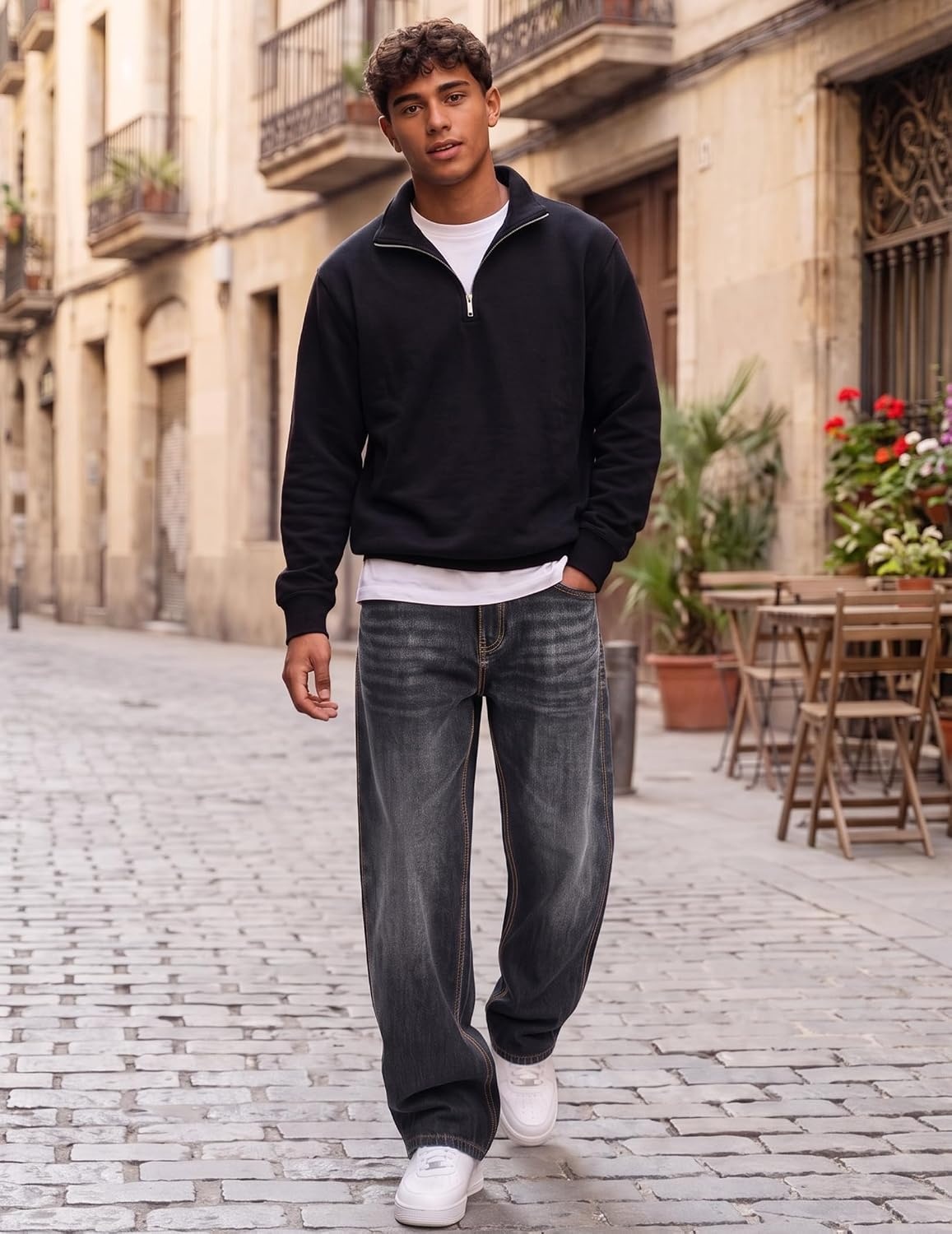 image:imageCOOFANDY Mens Jeans Relaxed Fit Stretch Denim Straight Leg Casual PantsSmoky Grey