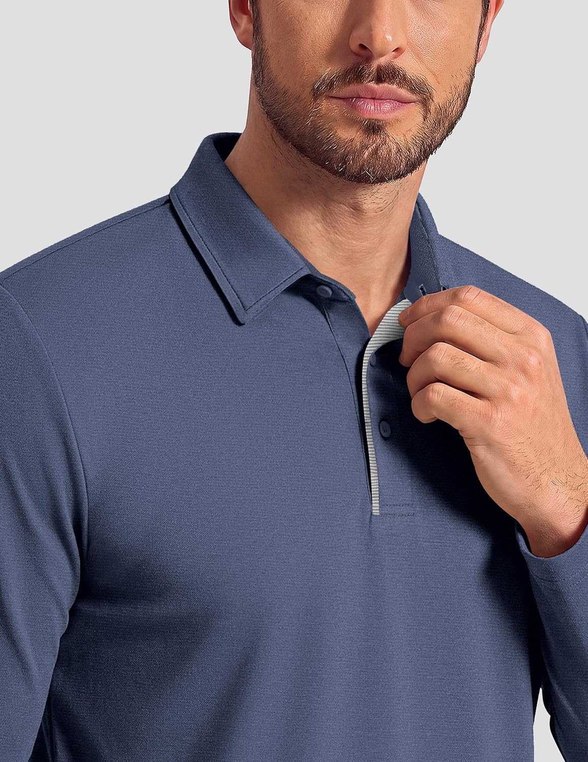 image:imageCOOFANDY Mens Long Sleeve Polo Shirt Collared Performance Golf ShirtsNavy Blue