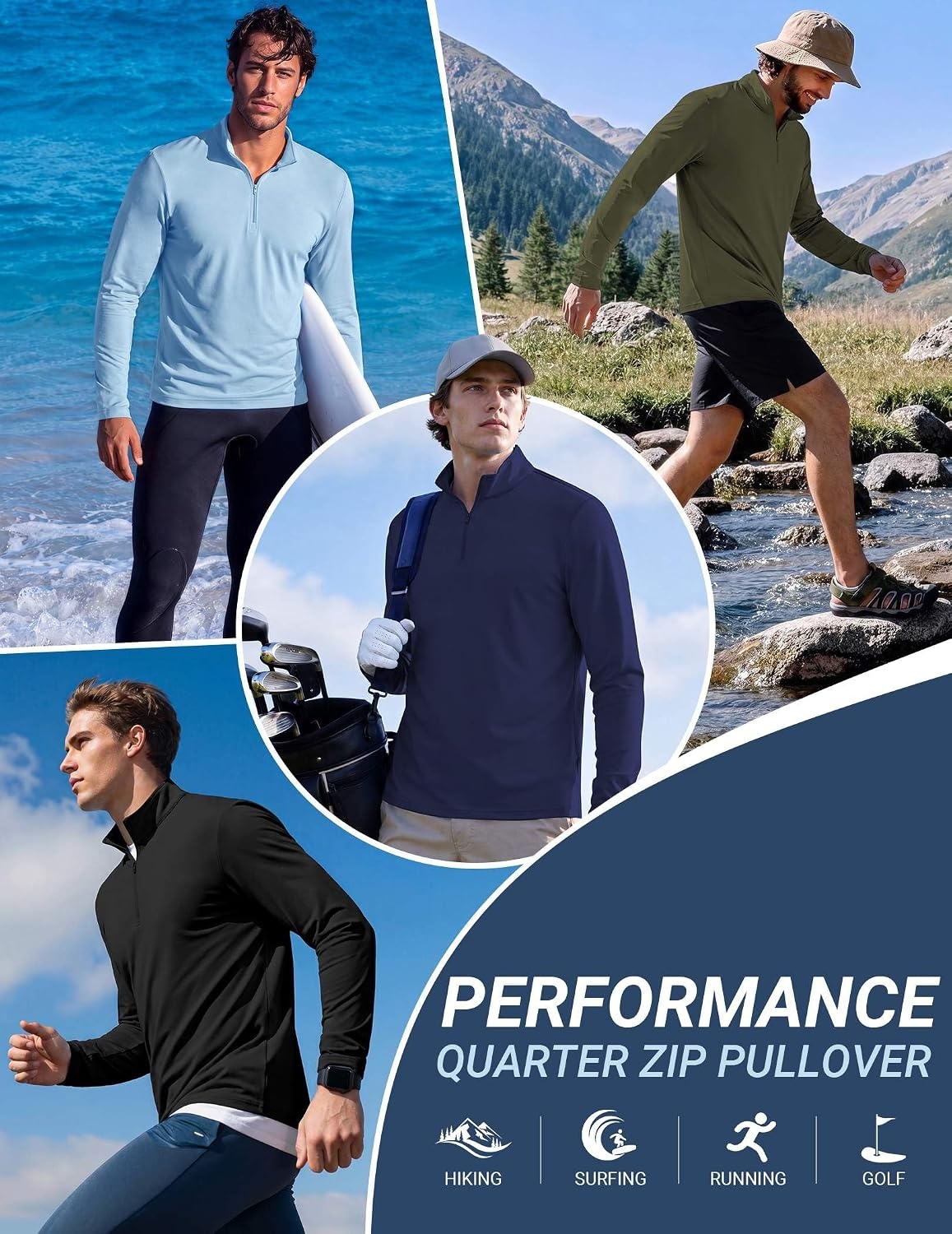 image:imageCOOFANDY Mens Quarter Zip Pullover Golf Shirt Running Sweatshirt For MenBrown
