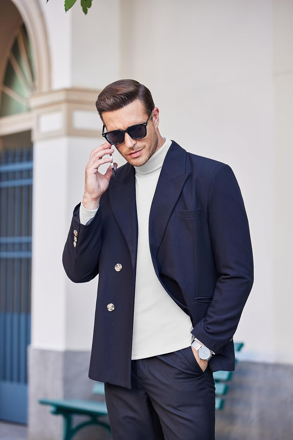 image:imageCOOFANDY Mens Slim Fit Basic Turtleneck Long Sleeve Lightweight Pullover Sweaters Casual Knitted Tops3 Pack BlackWhiteKhaki